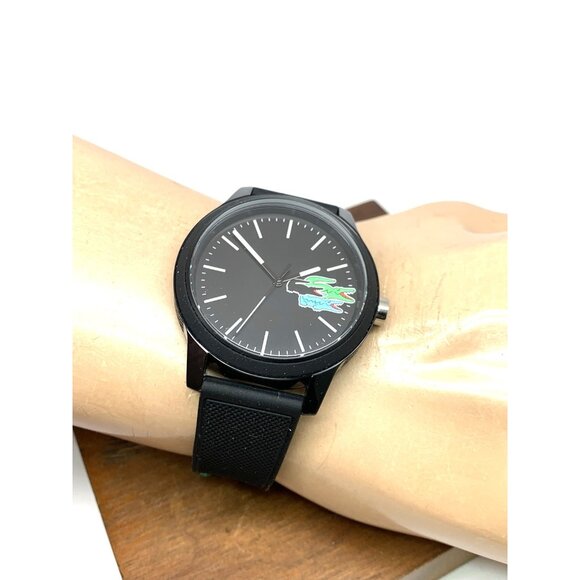 Lacoste Men's Watch 2011134 Quartz Croc Logo Black Dial Rubber Strap 42mm - Picture 5 of 13